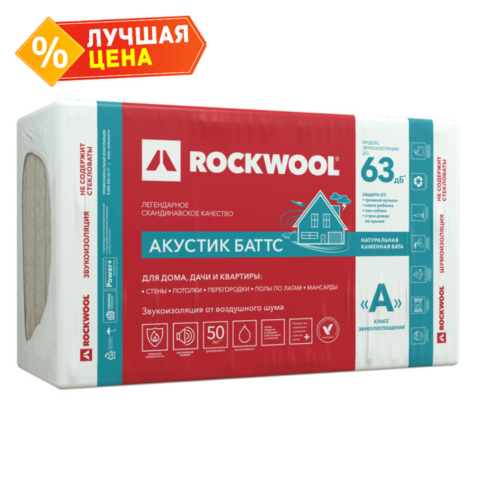 Звукоизоляция Роквул Акустик Баттс 130х600х1000